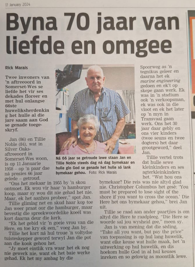 HelderbergSoc's tweet photo. February is the month of love!  What a special story in the District Post about our two inspiring residents Jan (86) and Tillie Noble (84) who celebrated their 66th anniversary at HSFA's Silver Oaks Lodge. Care to share the secret behind your enduring love? #elderlylove https://t.co/VIhjxiE4Vm