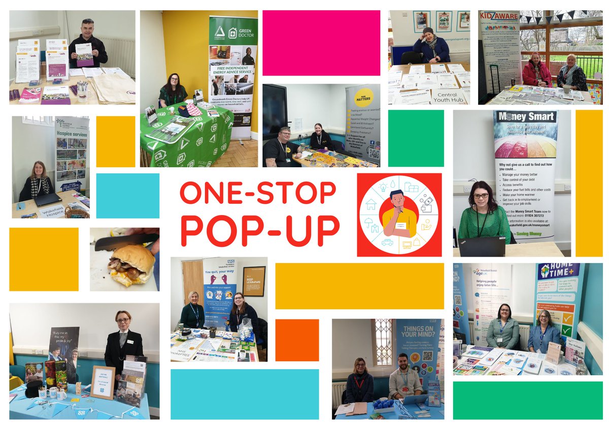 We're here til 2 + now's the perfect time to enjoy your free hot sandwich...
One-Stop Pop-Up w/ @TurningPoint_TT @WDHupdate @WfldHospice @CoopFuneralcare @kidzaware @WakefieldEnergy @wakefield_up  @GroundworkYorks @TheGreenDoctors @ManMattersUK @AgeUKWakefield @YSmokefree + more!