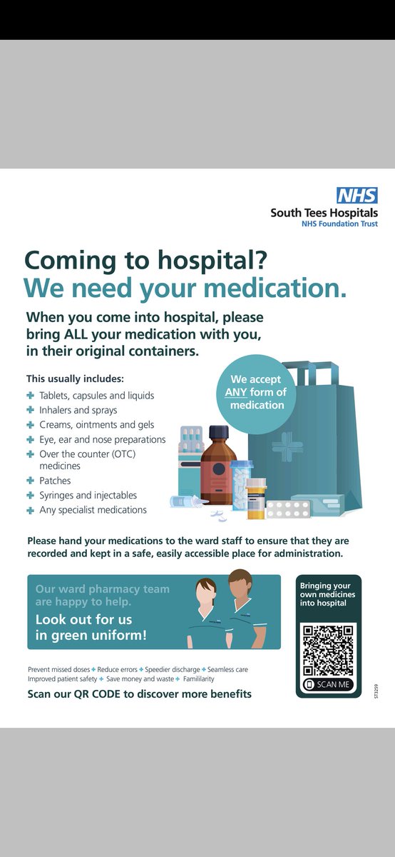 South Tees Hospitals Pharmacy Department (@steespharmacy) on Twitter photo We are relaunching our campaign to encourage patients to bring in their own medications from home when attending hospital! The benefits for patient care and medicines safety are huge! For more information just scan the QR code or get in touch with the pharmacy team. <a href="/SouthTees/">South Tees Hospitals</a> We are relaunching our campaign to encourage patients to bring in their own medications from home when attending hospital! The benefits for patient care and medicines safety are huge! For more information just scan the QR code or get in touch with the pharmacy team. <a href="/SouthTees/">South Tees Hospitals</a>
