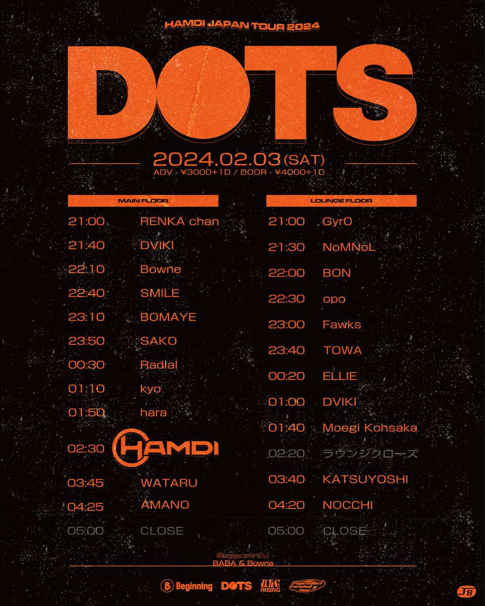 nocchi_dj's tweet photo. 🔊明日‼️

DOTS pres. 
『Hamdi』名古屋公演

 2024.02.03 (Sat) 21:00~5:00
場所 : @clubjbs 

東京チケット完売となりましたので、是非名古屋公演でお待ちしております！チケットお取り置きいたしますお気軽にDMとばしてくだい🔥

チケットは下記URL or 
 DM,リプまで🥰
 https://t.co/AJMbTBMe98 https://t.co/8Kd2oq0bk9