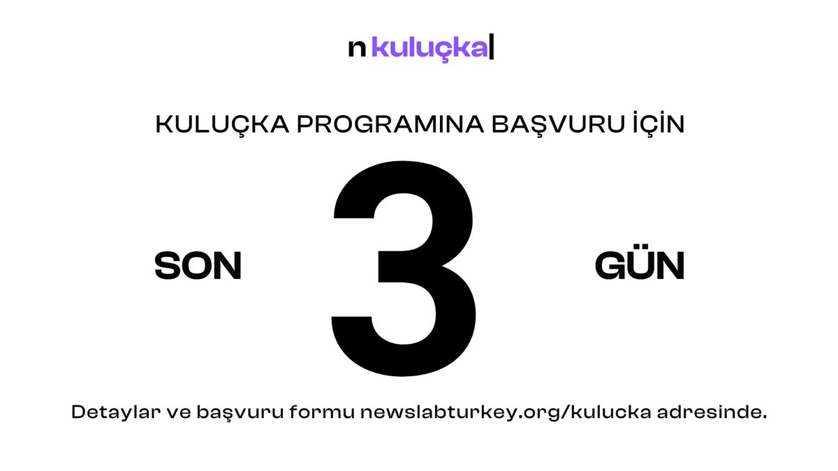📢 Türkiye’nin her yerinden medya profesyonellerinin, yayıncıların, girişimcilerin ve girişimci adaylarının katılımına açık olan NewsLabTurkey Kuluçka Programı 2024 yılı başvuruları için son 3 gün!
🔗 newslabturkey.org/kulucka/acik-c…