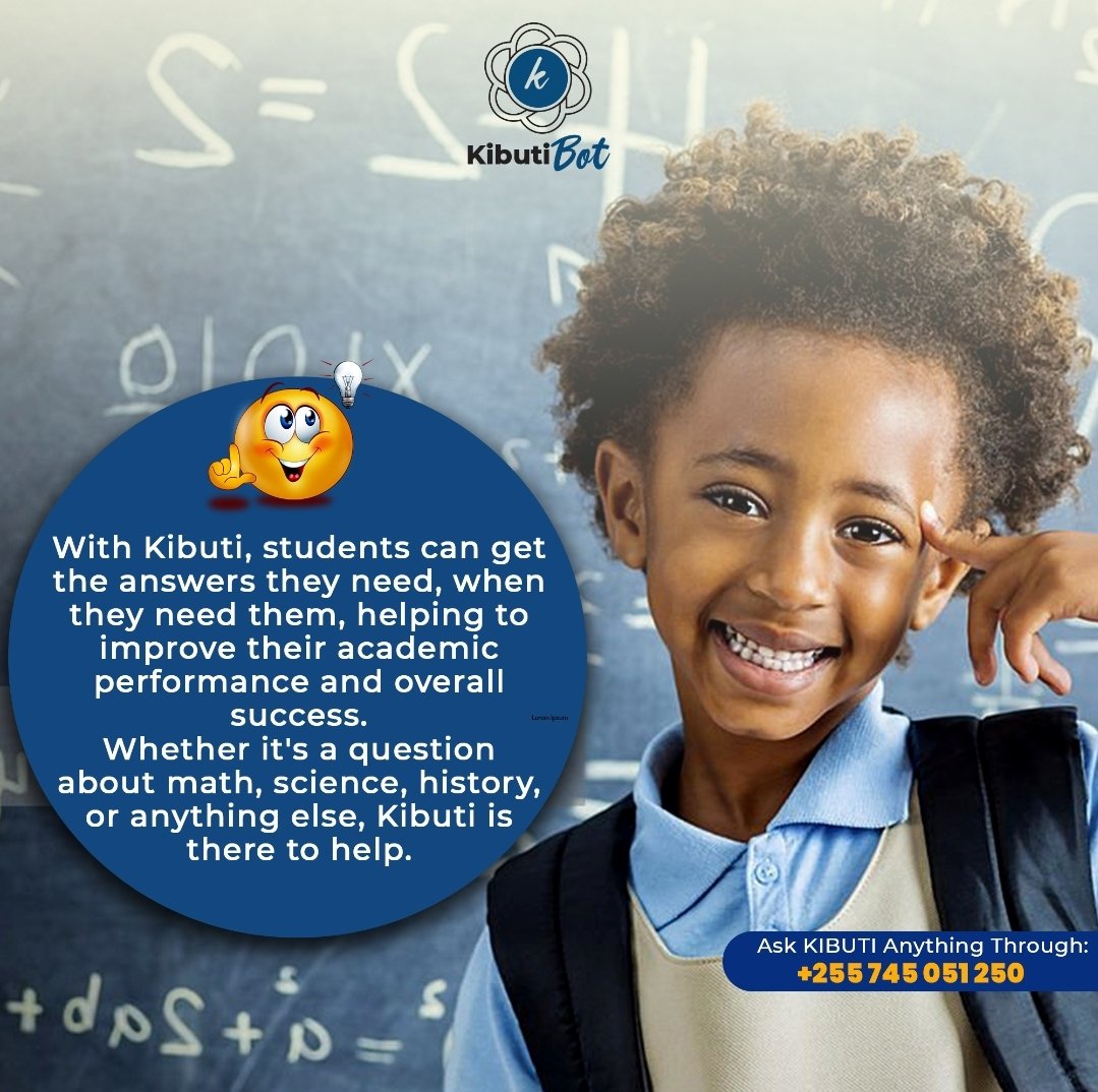 Hi everyone, 
We're very sorry for all the inconveniences in the past 3 weeks but <a href="/Kibuti_Bot/">Kibuti_Bot</a> service is currently live through 0745051250, 0757144062 and 0750218340. 
Don't forget to share this good news with F R I E N D S. 

From your offline AI assistant  #kibutibot