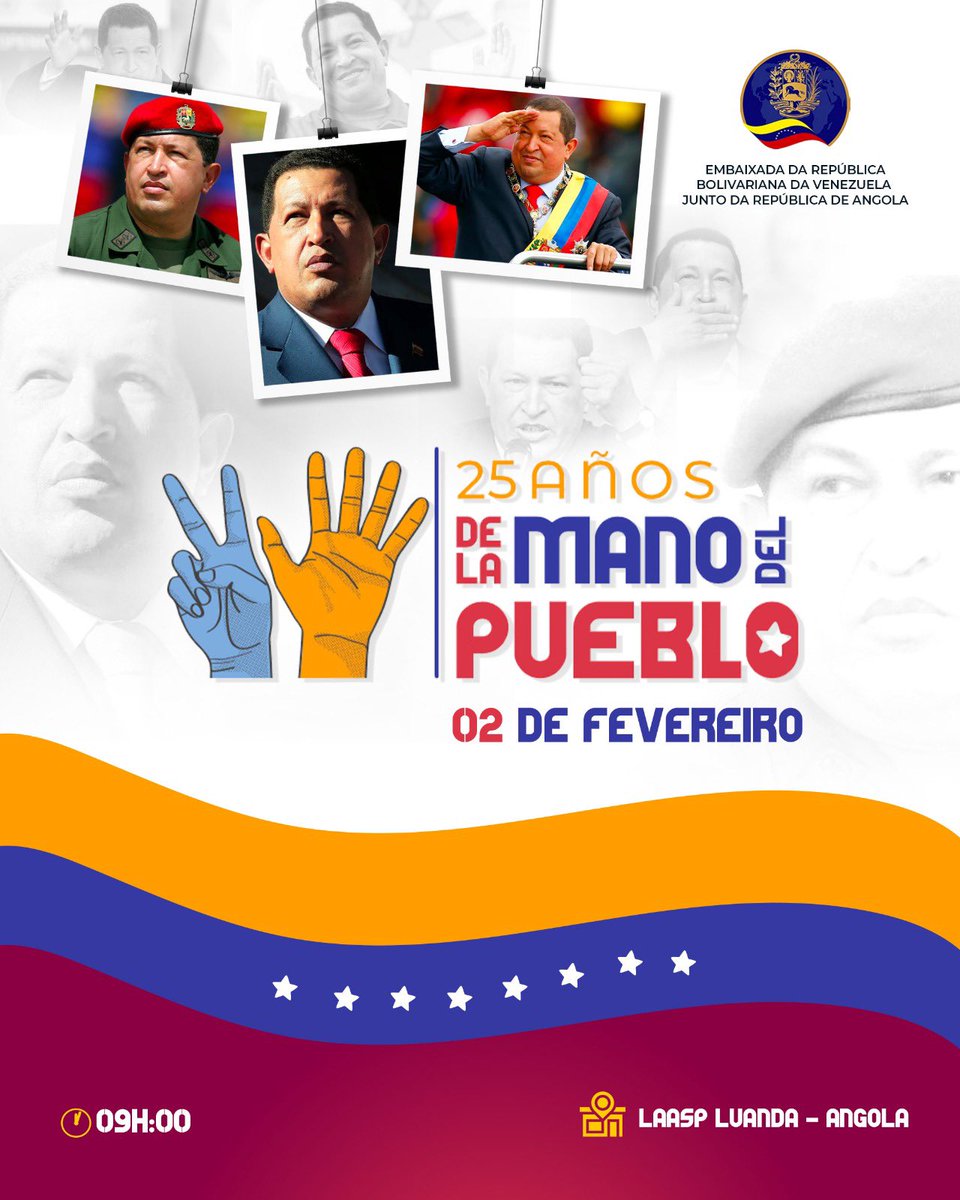 EmbaVEAngola's tweet photo. Hoy #2febrero celebramos en Luanda junto a la Liga Angoleña de Amistad y Solidaridad con los Pueblos LAASP, el 25 aniversario de la Revolución Bolivariana de la mano de nuestro líder histórico Comandante Hugo Chávez Frías https://t.co/DOfEdKC4P6