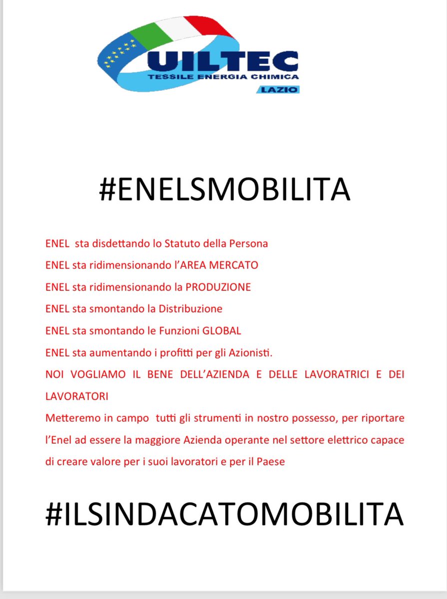 UiltecL's tweet photo. #ENELSMOBILITA #ILSINDACATOMOBILITA https://t.co/Gzv15vLS4g