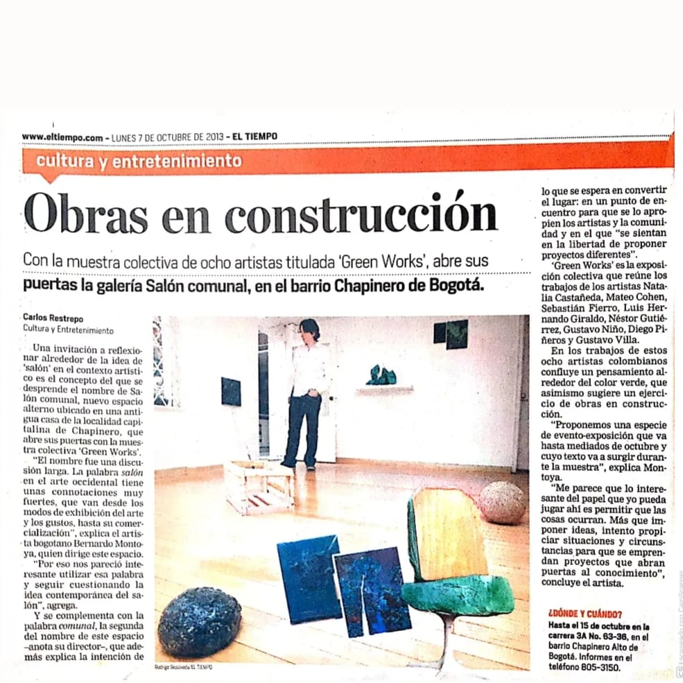 saloncomunal's tweet photo. Hace 10 años, entre un acto de fe y  la necesidad de más espacios de exhibición de arte. La primera exposición de Salón Comunal: "Green Works" participaron: N Castañeda,  M Cohen,  N Gutiérrez,  G Niño,  G Villa, D Piñeros,  L H Giraldo, S Fierro. 
Curaduría: B Montoya https://t.co/S67YDFTM6j