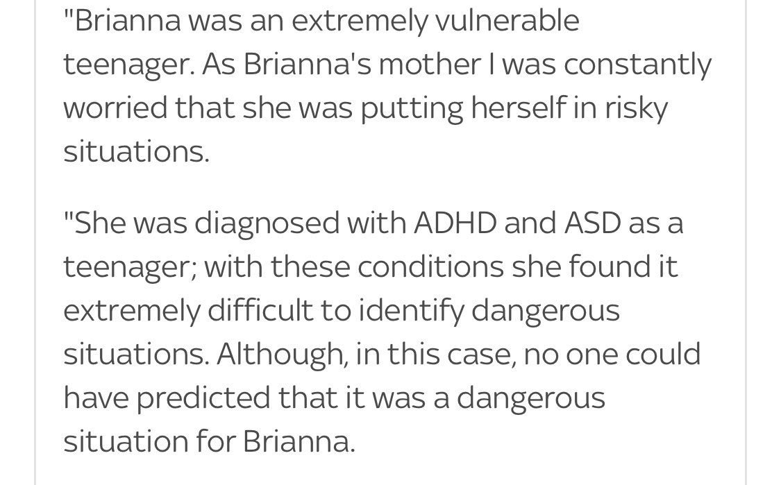 marianne_eloise's tweet photo. i have felt uncomfortable with the post-arrest ASD diagnosis of brianna ghey’s murderers and the way it’s framed as a) a reason for their violence and b) a reason they deserve leniency. why does nobody care that poor brianna was autistic herself and they took advantage of that? https://t.co/l21aCd97hQ