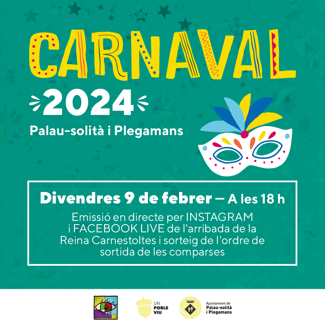 palauplegamans's tweet photo. 🎉 Ja falta poc perquè la disbauxa ompli els carrers de Palau-solità i Plegamans. 

👉 El divendres 9 de febrer a les 18 h l’alcalde entregarà la vara a la Reina Carnestoltes i aquell dia serà ella qui manarà a la població! https://t.co/HP7ySgncKv