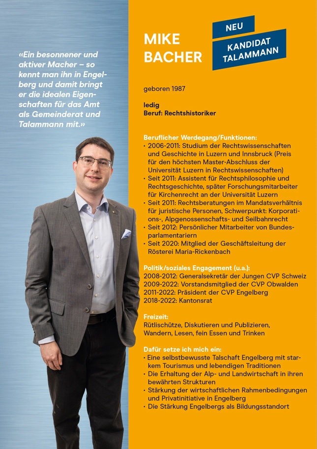 Unsere Kandidatin und unser Kandidat für Engelberg stellen sich vor:

Cornelia Amstutz (bisher) 
Mike Bacher (neu) 

Am 3. März 2024 sind die Wahlen. Wir danken für Ihre Stimme und Unterstützung.

#Engelberg #Obwalden #Wahlen #Abst24 #Gemeinderat