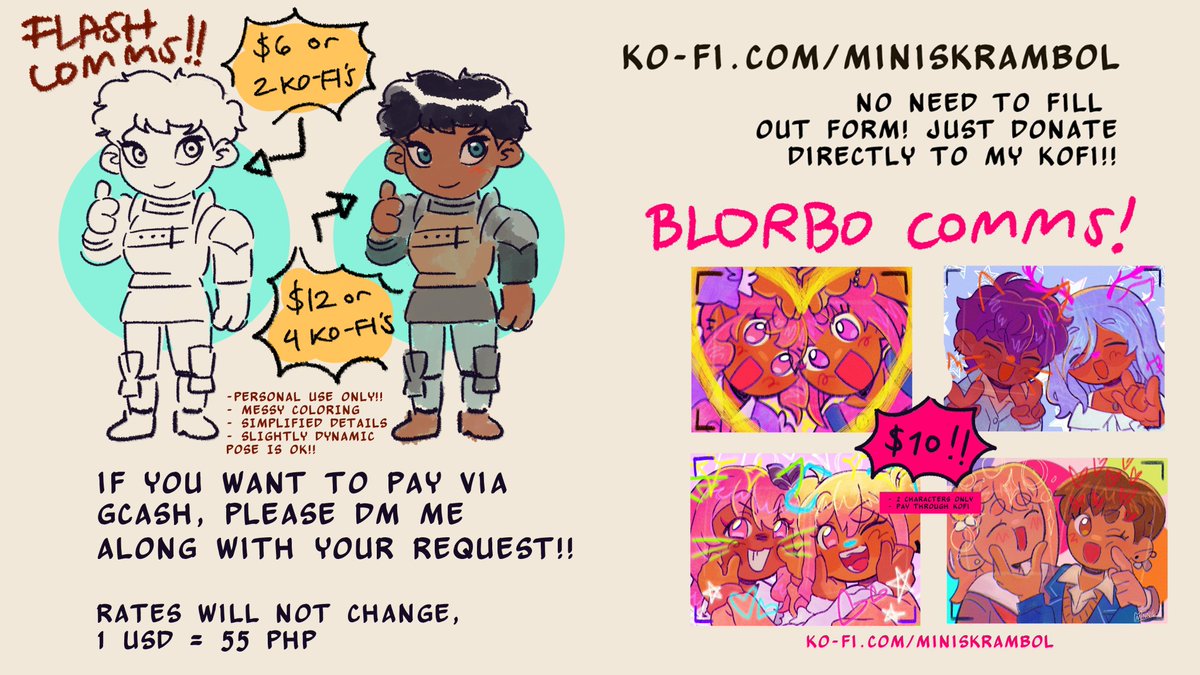 ❤ rts are appreciated! 
i've updated my two new c0mms types!! kofi in bio!