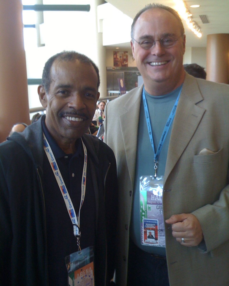 MarkDavis's tweet image. #JoeMadison and I were colleagues at WWRC/Washington in the early 90s. His career blossomed into decades of national radio impact and activism that inspired millions. Congratulated him here at the 2008 DNC; prayers for his family as we learn of his passing. #BlackEagle