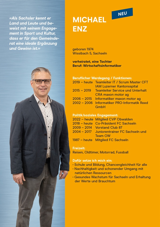 Unsere zwei Kandidaten und unsere Kandidatin für Sachseln stellen sich vor:

Knut Hackbarth (bisher) 
Helene Ettlin-Omlin (bisher) 
Michael Enz (neu) 

Am 3. März 2024 sind die Wahlen. Wir danken für Ihre Stimme und Unterstützung.

#Sachseln #Obwalden #Wahlen #Abst24 #Gemeinderat