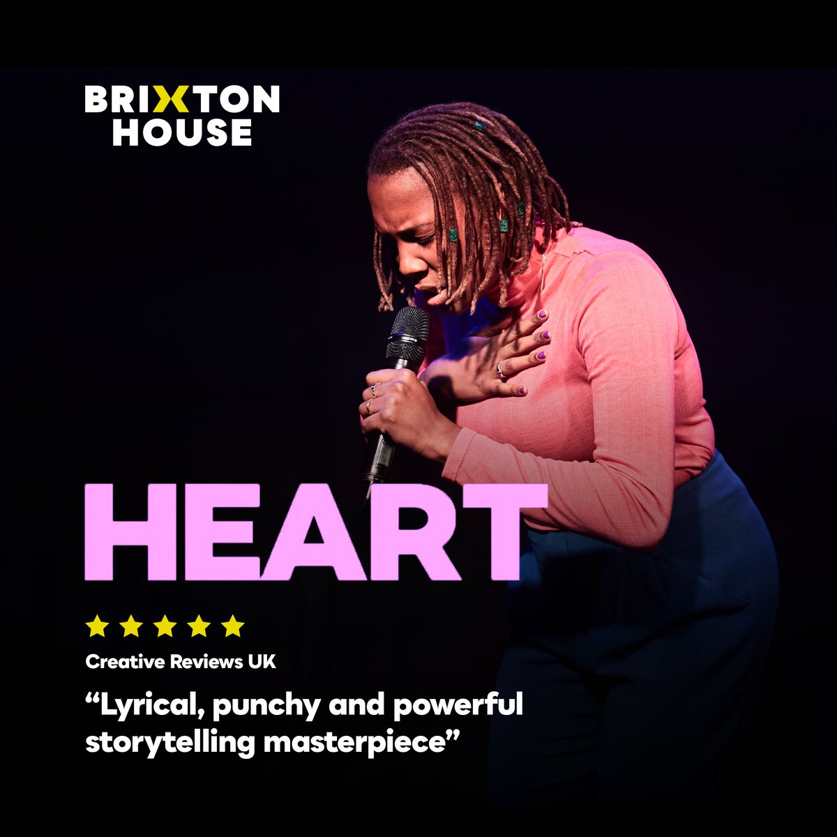 ✭✭✭✭✭ “Jade Anouka is a force of nature.” @ATDazzles Only two more performances of HEART #hearttheplay, @JadeAnouka's raw and honest debut play with live music from 4 x UK Beatbox Champion @_GraceSavage! Don't miss out ⏬ brixtonhouse.co.uk/shows/heart/