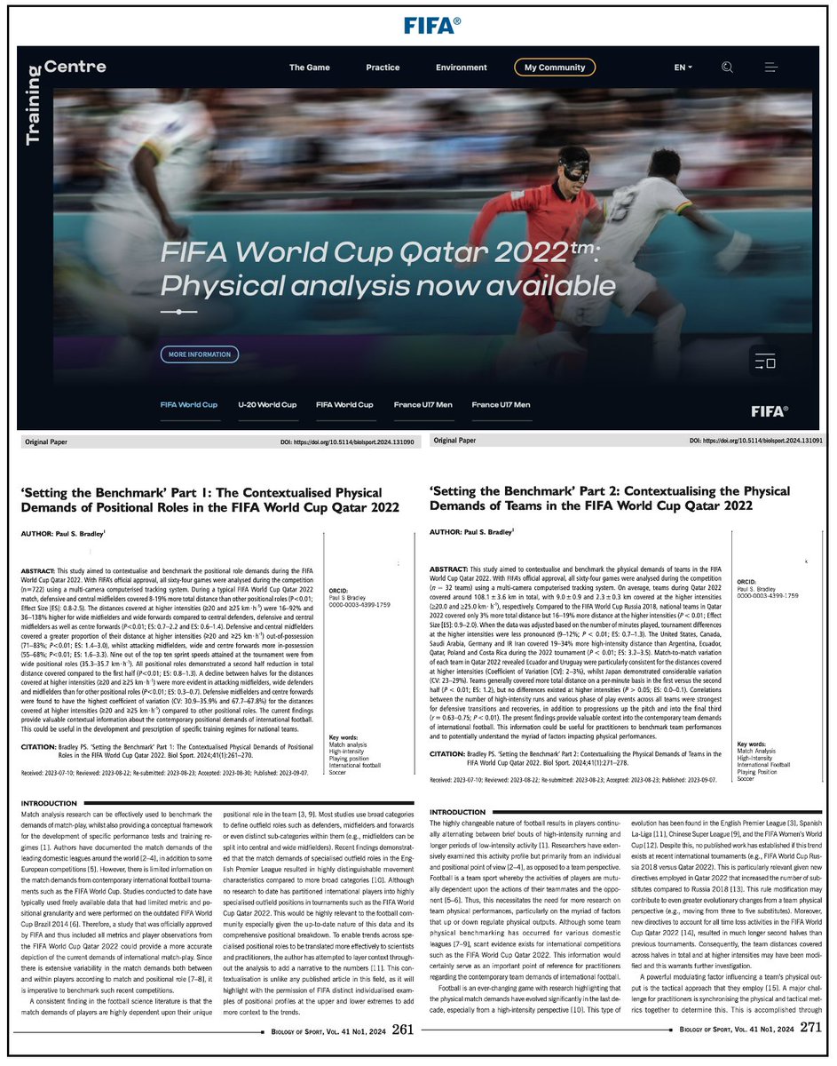 R&D Project #6. Physical Benchmarking of International Players We benchmarked the physical demands of teams & positions in the FIFA World Cup Qatar 2022. Our new research will do the same in a different football population….next week! Keep an eye out for it!!!!!! Links Below: