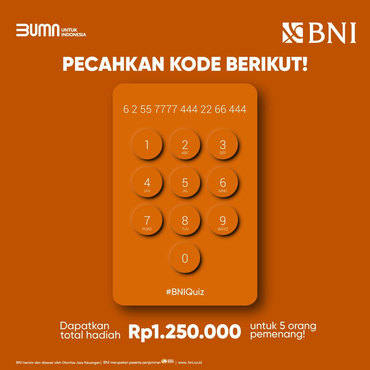 BNI's tweet photo. 🚨NINU NINU #BNIQuiz HADIR LAGI!🚨

Soal kali ini paling cocok buat anak ‘90an, coba siapa yang bisa pecahkan kode berikut, kamu berkesempatan buat menangkan total hadiah Rp1.250.000💰

Jawab soalnya, jangan lupa like &amp; repost tweet ini, dan tambahin #BNIQuiz good luck!👌 https://t.co/PAImOJB0y7