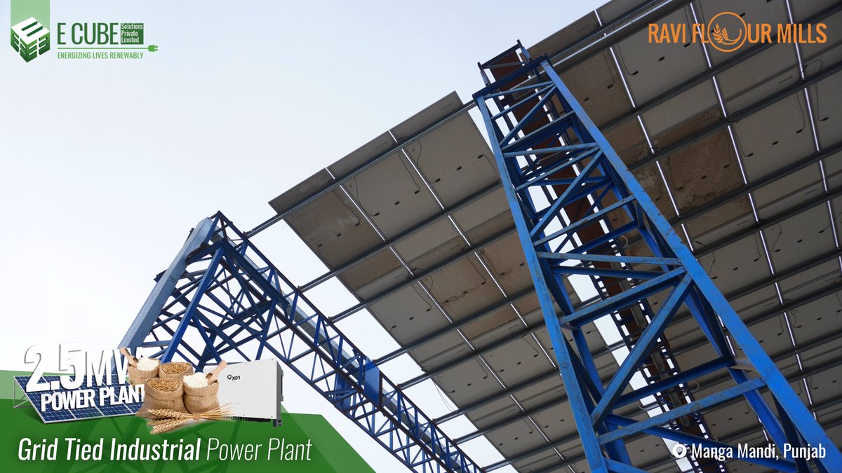 EcubePvtLtd's tweet photo. 𝙍𝙞𝙨𝙞𝙣𝙜 𝙬𝙞𝙩𝙝 𝙩𝙝𝙚 𝙎𝙪𝙣 RAVI Flour Mills adds solar energy to its energy mix with E Cube Solutions Pvt limited's Mega power plant.  🌾☀️

Book a FREE survey: 
042-32172111 or 00316-4500061

#ecubesolutionspvtltd #ecube #solar #ecubesolar #teamecube #industrialsolar https://t.co/VC1KWxWlXC