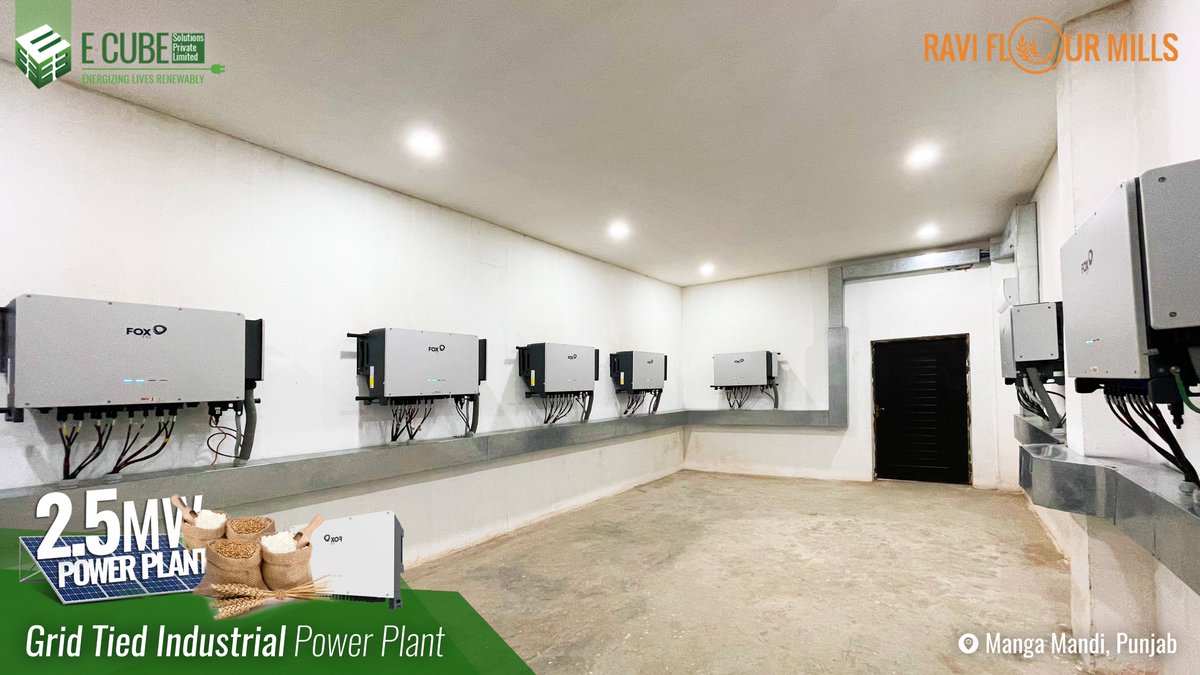 EcubePvtLtd's tweet photo. 𝙍𝙞𝙨𝙞𝙣𝙜 𝙬𝙞𝙩𝙝 𝙩𝙝𝙚 𝙎𝙪𝙣 RAVI Flour Mills adds solar energy to its energy mix with E Cube Solutions Pvt limited's Mega power plant.  🌾☀️

Book a FREE survey: 
042-32172111 or 00316-4500061

#ecubesolutionspvtltd #ecube #solar #ecubesolar #teamecube #industrialsolar https://t.co/VC1KWxWlXC