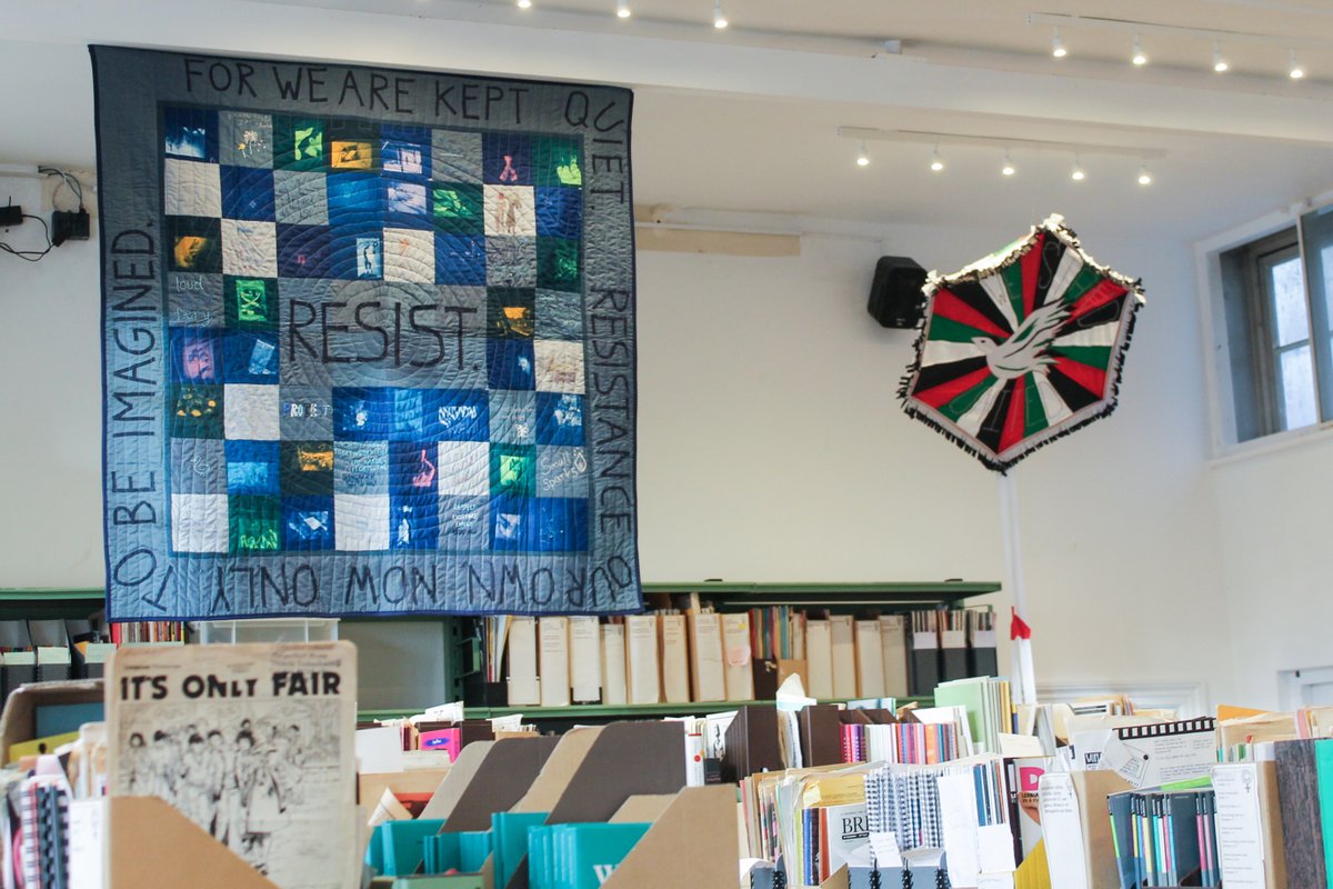 Loved having our @ahrcpress funded Imagining Resistance project quilt on display at the @feministlibrary as part of their Resistance Exhibition! @CamilleLW