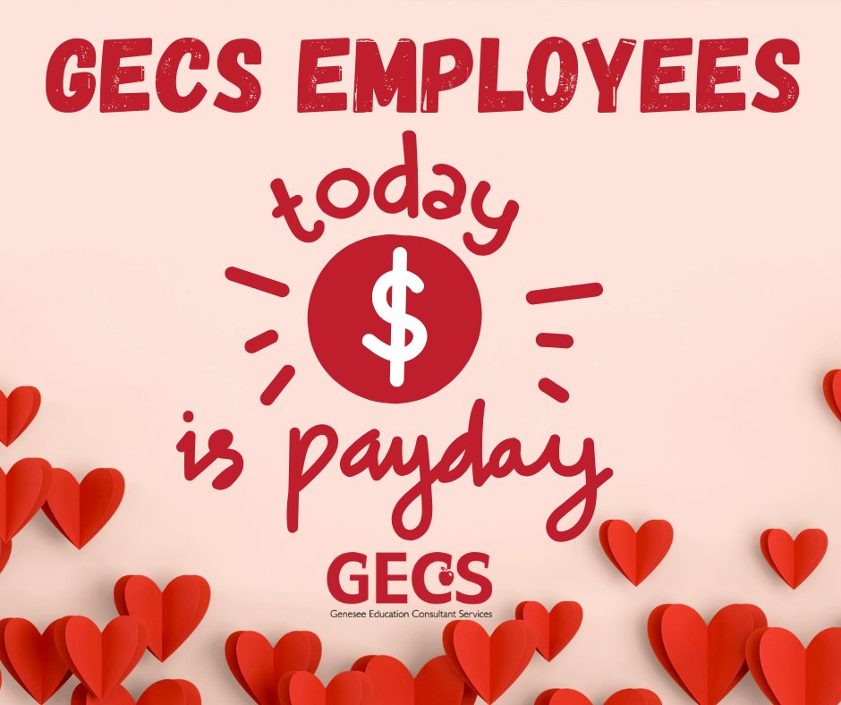 GECSINC's tweet photo. 📣Attention GECS Employees‼️
Today is payday 💵💸🎉 #payday https://t.co/s0jV4I9rTk