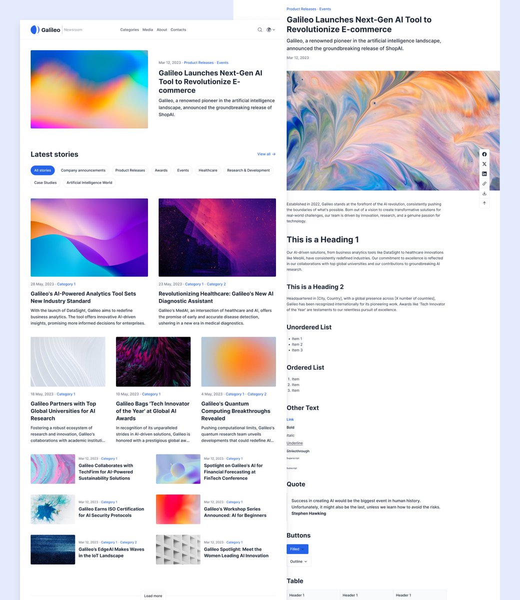iamhugofelix's tweet photo. @Prezly Bea Newsroom Theme 📰 #Newsroom #uxdesign #template https://t.co/FvpFKuXRKG