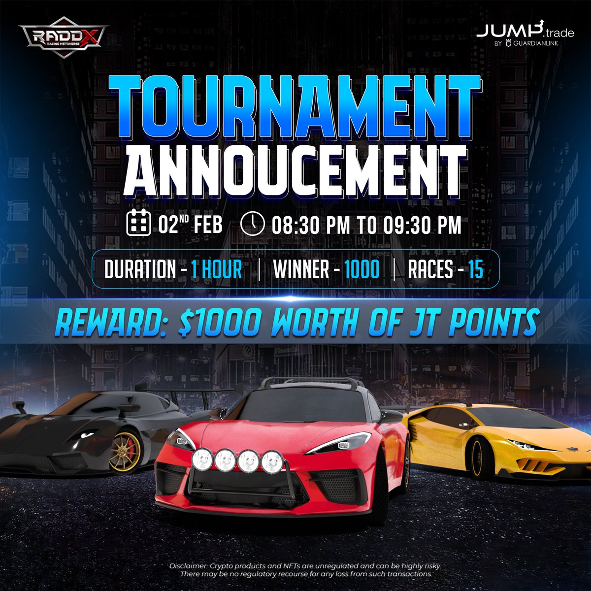 The #airdrop + RADDX Tournaments!!
The ideal scenario where excitement hits unmeasurable levels. 
➡️giveaway.jump.trade⬅️
👉jump.trade/nft-marketplac… 👈
#AirdropAlert #Giveaway #web3community