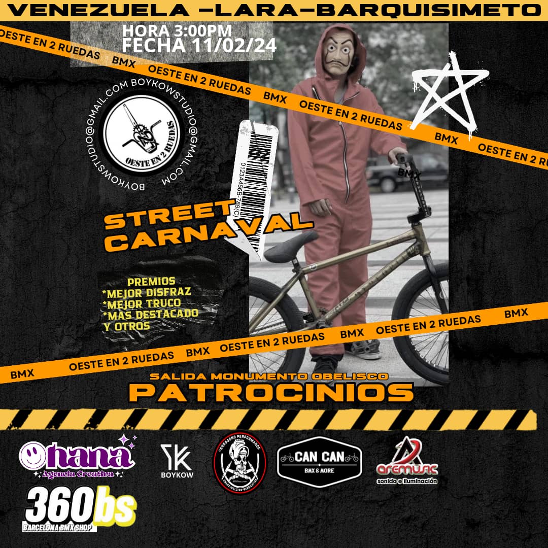 DeosNova's tweet photo. Listo próxima rodada Bmx Street 11 de febrero 2024 temática carnaval https://t.co/m1kr44Rhpp