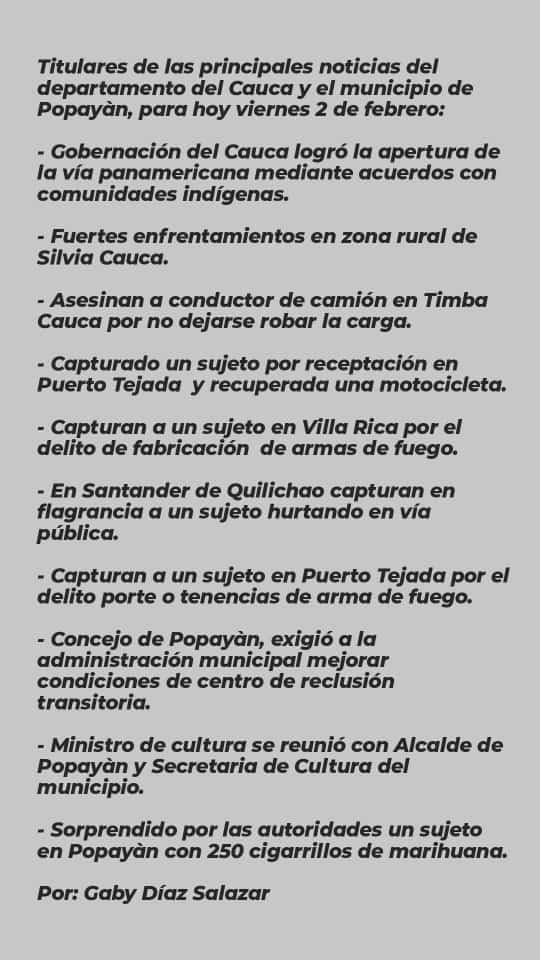 enlineapopayan's tweet photo. #Principales noticias del Cauca 

https://t.co/jX3YCJQ9Qz https://t.co/YTG4iMbjMk