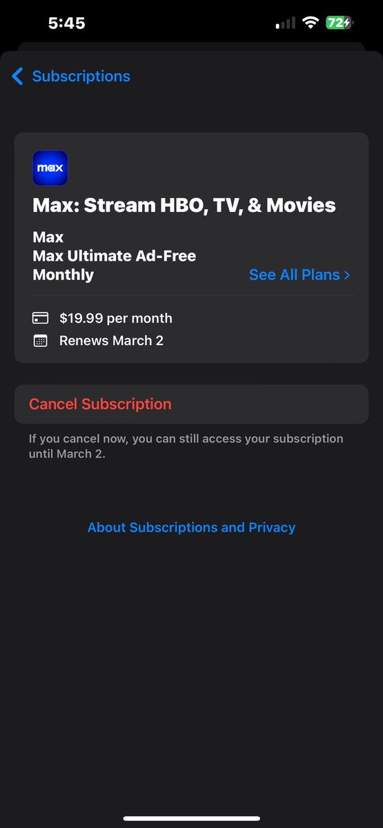 tweekin_az's tweet photo. @StreamOnMax @AppleSupport 

I’m having an issue, I’m trying to watch something on Max yet I get subscription paused.. I do what it ask, yet nothing has changed and I have paid for it til March https://t.co/BcuU0ve8uc