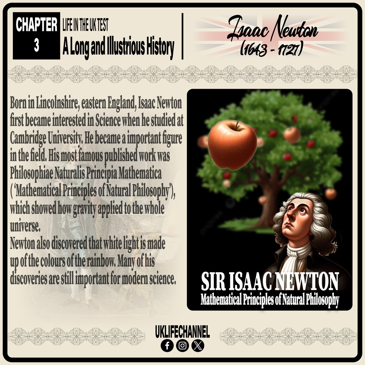 UKLifeChannel1's tweet photo. LIFE IN THE UK TEST
Isaac Newton
#uklifechannel #lifeintheuktest #unitedkingdom #uk #Britain #greatbritain #england #scotland #wales #northernireland #TheRoyalSociety #science #naturalknowledge #SirIssacNewton #mathematicalprinciplesofnaturalphilosophy #gravity #modernscience https://t.co/S4Ht7paKYo