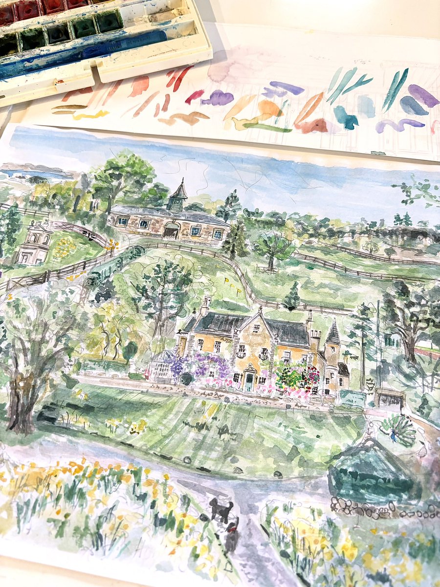 nickyjackart's tweet photo. Working sketch of somewhere gorgeous up here in Scotland.. working out layout for final pic. Lucky me ๐ฉท๐จ
#workingsketch
#prettyhome #commissionedwork
#watercolour
#workinprogress https://t.co/KbGPO5dsKg
