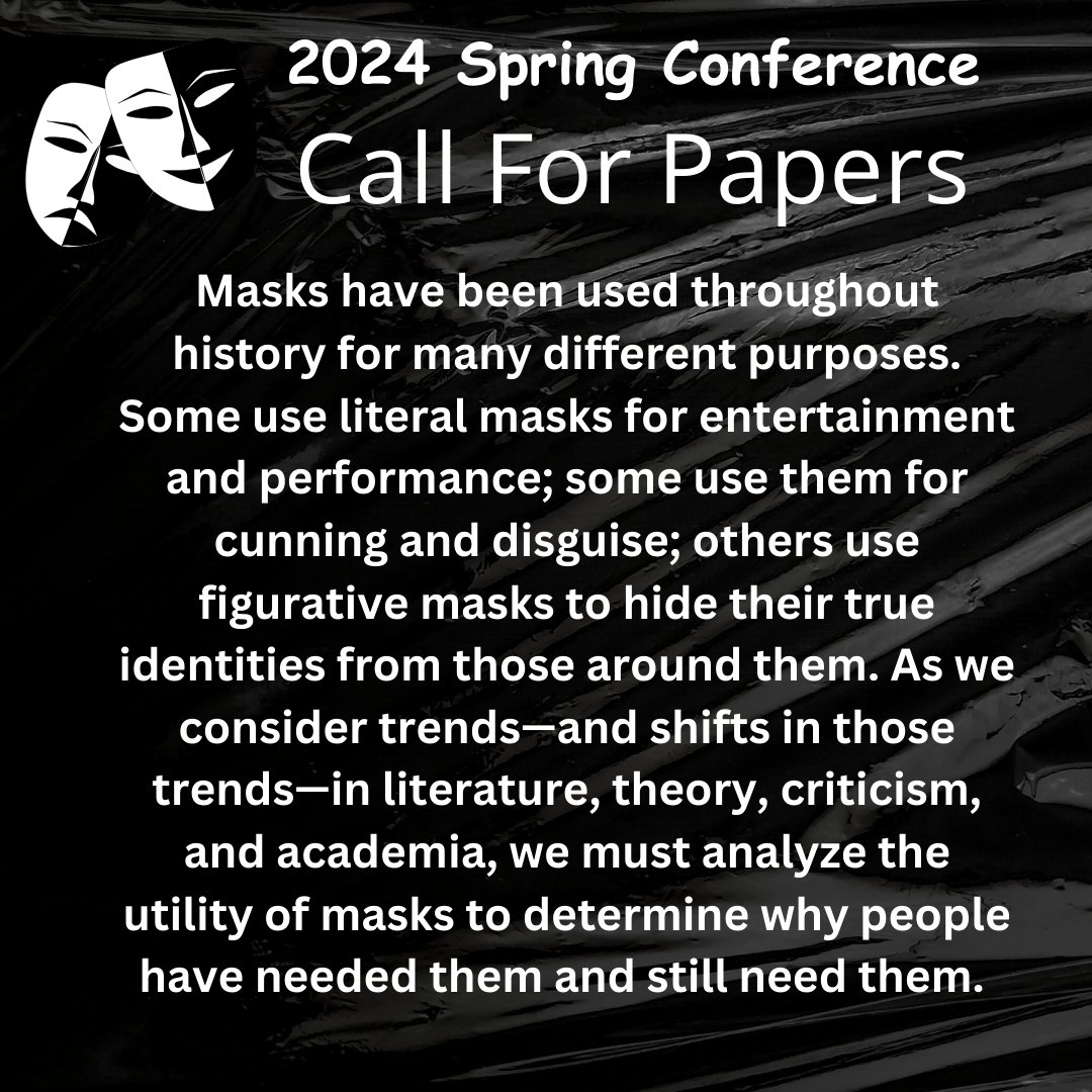 IUPGradEGO's tweet photo. It's about time! The Spring 2024 Conference is now accepting abstracts! Happening on April 12th &amp; 13th, this is a conference you don't want to miss! Masks &amp; Masking. We'll be accepting abstracts until February 16th. Let us hear your voices! #iup #conference #spring2024 https://t.co/Q6Ziy4Mp1H