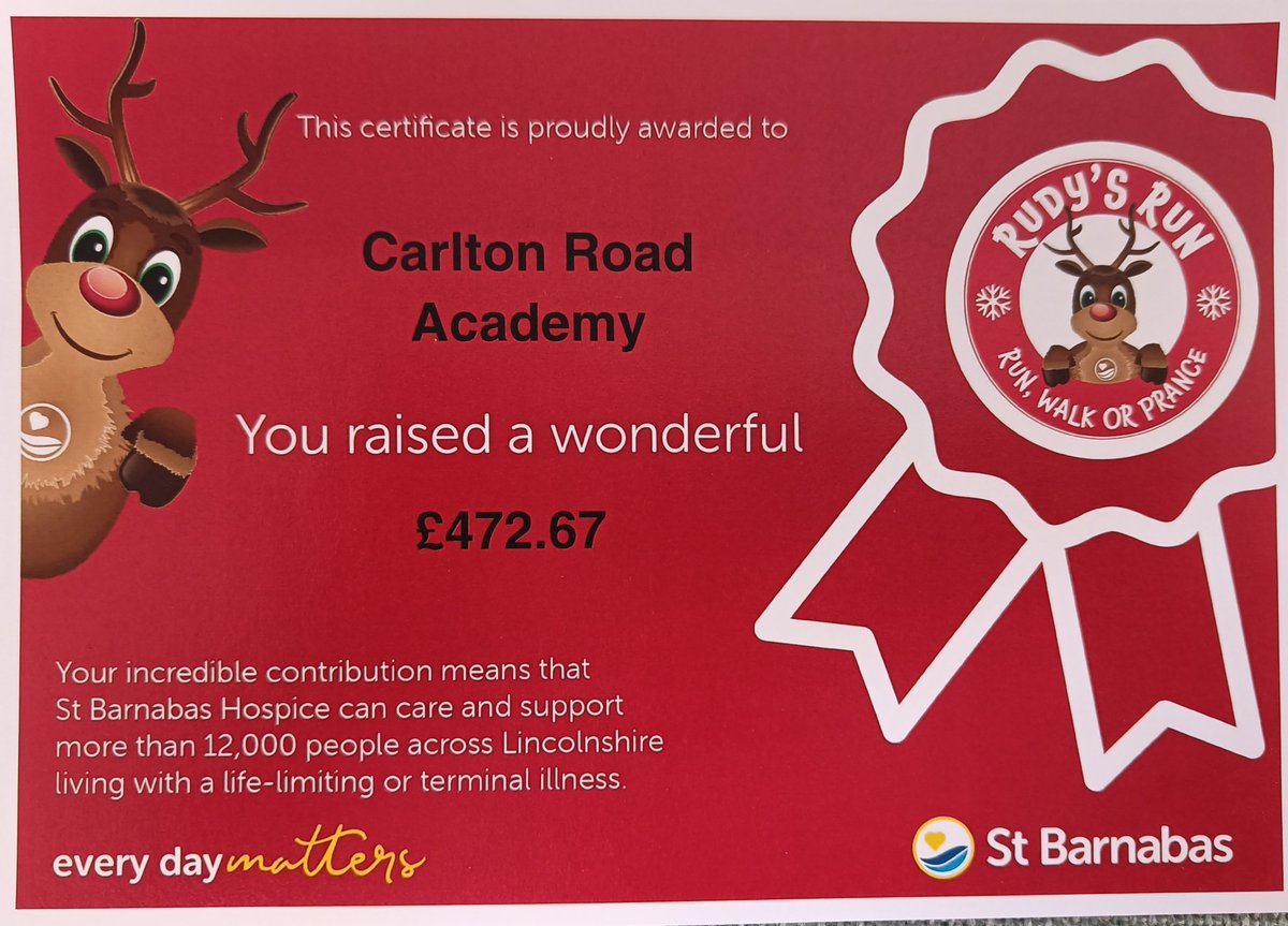 Carlton Road Academy (@carlton_road) on Twitter photo Back in December the children took part in Rudy's Run to raise money for <a href="/StBarnabasLinc/">St Barnabas Hospice</a> We raised ยฃ472.67!!! Thank you to everyone who donated ๐ซถ Back in December the children took part in Rudy's Run to raise money for <a href="/StBarnabasLinc/">St Barnabas Hospice</a> We raised ยฃ472.67!!! Thank you to everyone who donated ๐ซถ