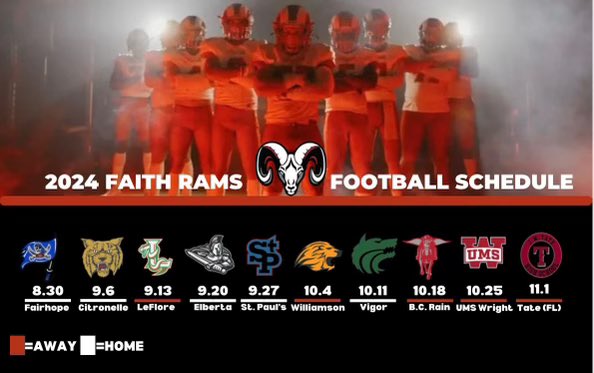 2024 Faith Academy Football Schedule.