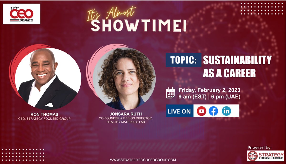 local_finda's tweet image. ALMOST SHOWTIME!

Join us as we speak to Jonsara Ruth, Sustainability and Associate professor at Parsons School of Design as we discuss her impressive career.  #CEOSeries #Strategyfocusedgroup #parsons

Live on YouTube

youtube.com/watch?v=v9-RGe…