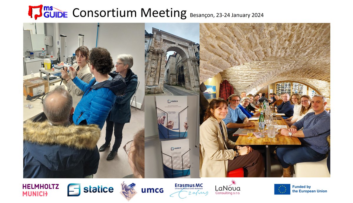ms_guide's tweet image. #msGUIDE gathered in Besançon, France to define next steps in bringing our #FME solution for tracking #IBD drugs to life. Highlight was seeing the #endoscope development at #Statice who kindly organized our meeting, spiking our enthusiasm to tackle the next challenges.