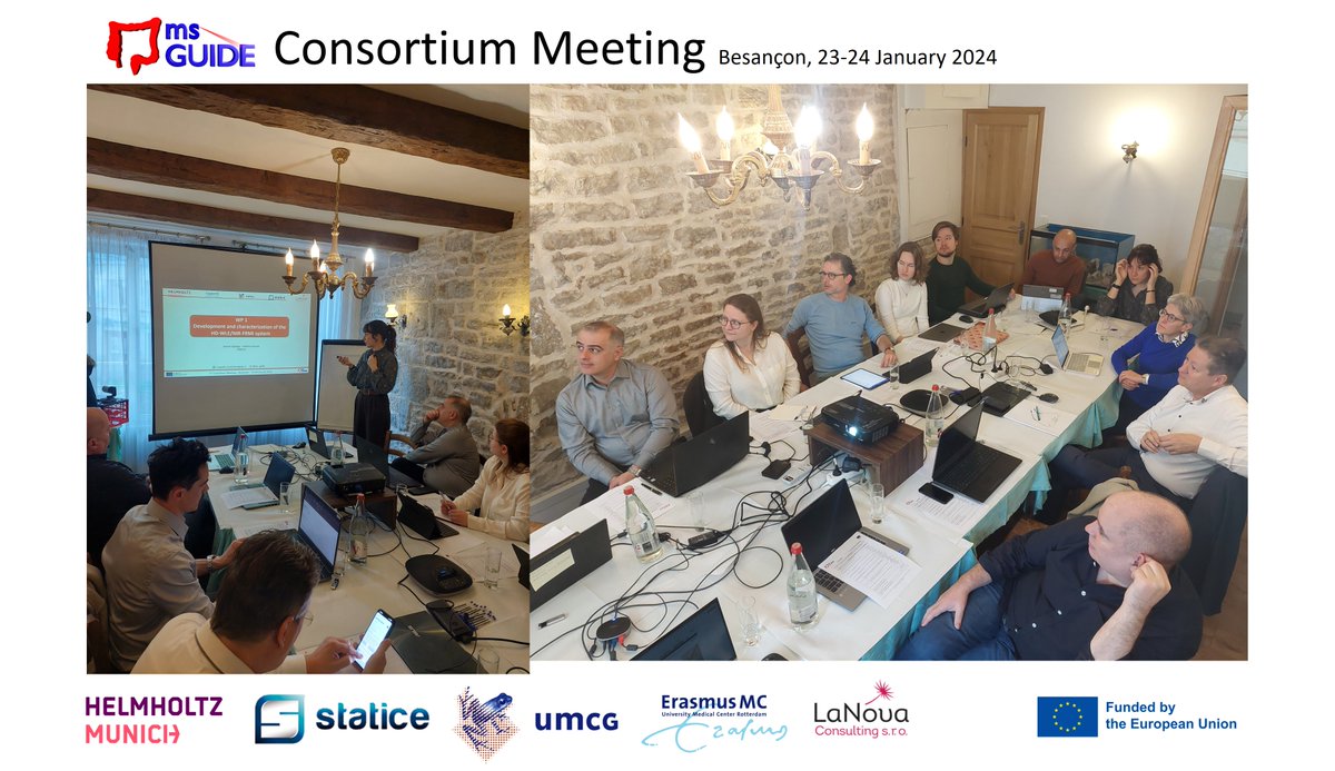 ms_guide's tweet image. #msGUIDE gathered in Besançon, France to define next steps in bringing our #FME solution for tracking #IBD drugs to life. Highlight was seeing the #endoscope development at #Statice who kindly organized our meeting, spiking our enthusiasm to tackle the next challenges.