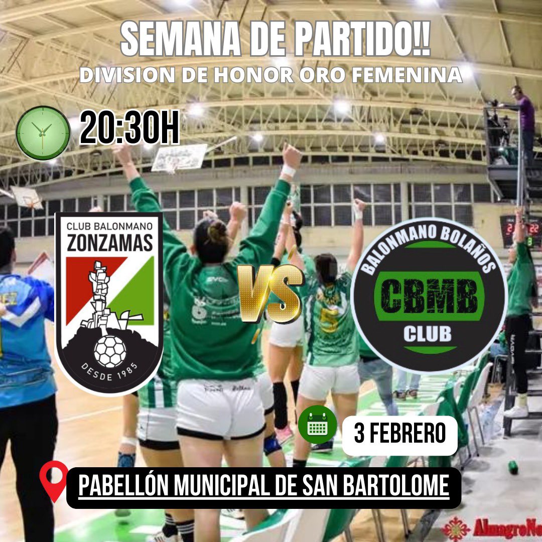 📰MAÑANA NUESTRAS CHICAS DE ORO VIAJAN A <a href="/cbzonzamas/">BALONMANO ZONZAMAS</a> PARA AFRONTAR EL PRIMER DUELO DE LA SEGUNDA VUELTA!! 

💚🤍Mañana a las 20:30h (hora canaria) 21:30h (hora peninsular) partido DHOF !!! 

Te lo vas a perder??