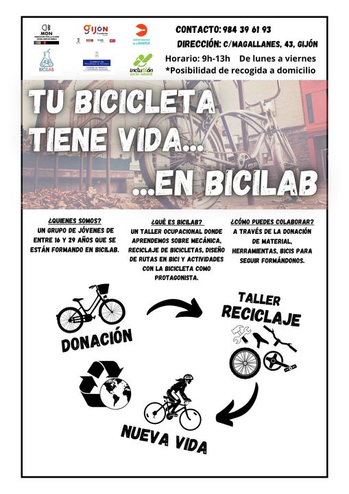 JuventudGijon's tweet photo. 🚲 Quieres dar una nueva vida a esa bici que ya no usas ⁉️

💬 Puedes donarla para el Taller de Reciclaje BICILAB para jóvenes 😉

#bicilab #tallerocupacional #juventud #MDN #gijon https://t.co/hj5aJ3SnTC