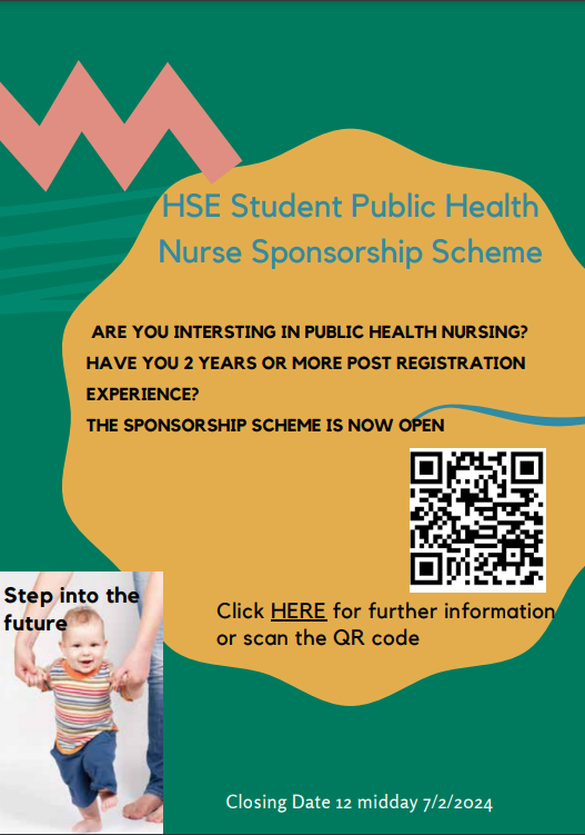 Are you interested in becoming a Public Health Nurse? The HSE sponsored PHN programme is open for applications until 7th Feb. 🌐More info bit.ly/49kHut4 @missniamhyvix @KateF224