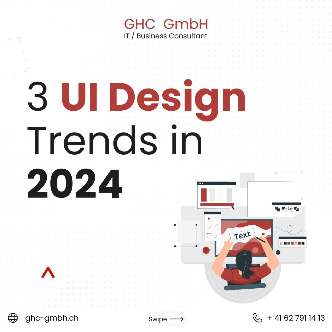 Revolutionize Your Design World in 2024! ✨

Explore the future of UI design here:

Glassmorphism - A Visionary Elegance 🌈 
Vibrant Colors & Gradients - Energy Unleashed 🖋️ Massive Typography - Less Talk, More Impact✨

👉Follow #SMGHC

 #designtrends2024