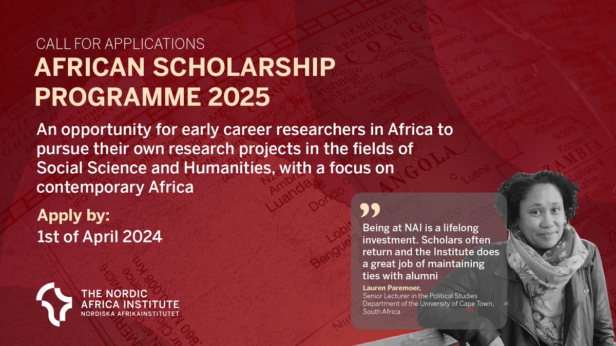 Apply now for our African Scholarship Programme 2025!
An opportunity for early career researchers in Africa to pursue their own research projects in the fields of Social Science and Humanities, with a focus on contemporary Africa.
Apply latest 1st of April 2024
Information ⬇️