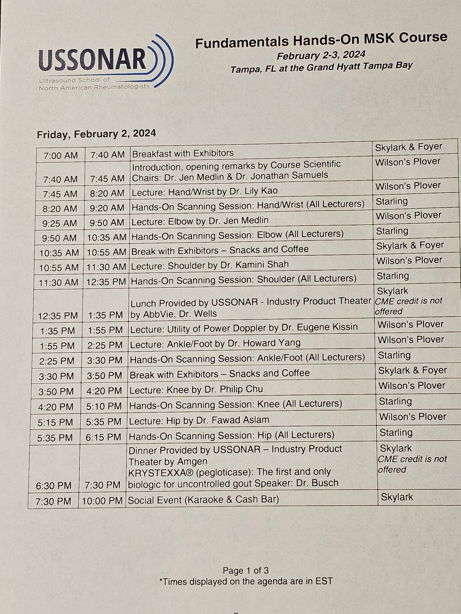 USSONAR_Rh's tweet photo. Packed Agenda, Day 1 of our Fundamentals Hands-On MSK course #rheumatology #ultrasound #pocus #meded #MedTwitter #MedTech https://t.co/0ONVUeLN1G