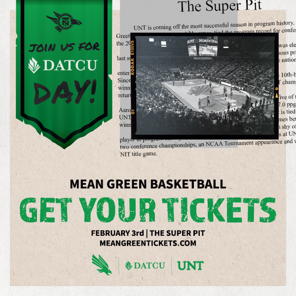 Our partnership continues with a great night of cheering on @UNTsocial @MeanGreenSports Basketball! Get your tickets today and enjoy an evening with all of your DATCU friends! #GMG