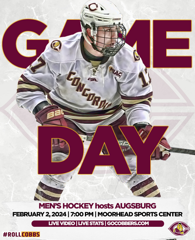 CobberSID's tweet photo. GAMEDAY!
Fresh off their win at Hockey Day Minnesota, Cobber men's hockey returns to the rink to host Augsburg in a 🔑 MIAC match-up with big playoff implications on the line. Get to the MSC to cheer on the maroon &amp; gold! Live video &amp; stats available.
#RollCobbs https://t.co/cWICBjkD91