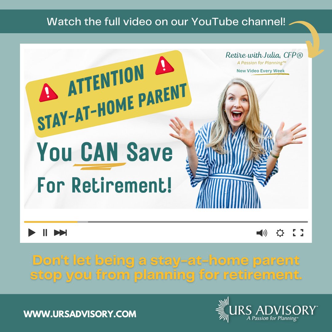 Did you catch this video on our YouTube channel? It's a must-watch! Julia Lembcke, a Certified Financial Planner at URS Advisory, dives into a crucial topic for stay-at-home moms and dads. youtu.be/RApNr8Pdp64?si…

#StayAtHomeParent #FinancialPlanning #RetireWithJulia