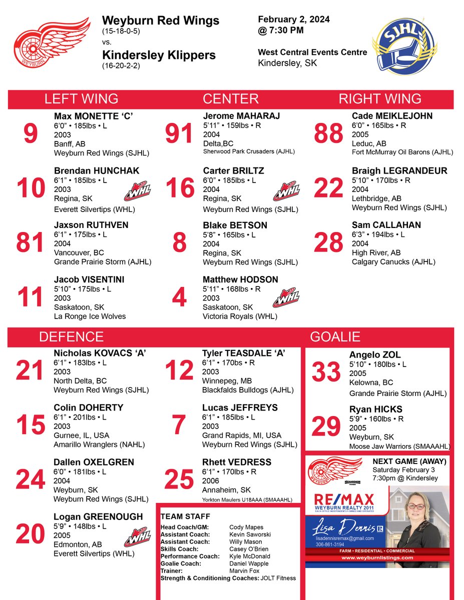 Weyburn RED WINGS - SJHL tweet media