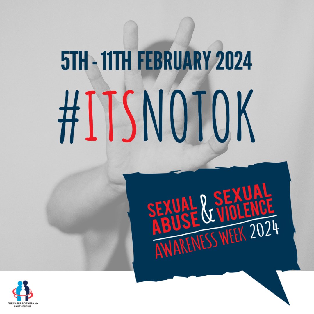 This week is Sexual Abuse and Sexual Violence Awareness Week

Any behaviour of a sexual nature that causes you distress is considered sexual violence or abuse.

Find information on local and national support at:
saferrotherham.org.uk/homepage/14/re…

#itsnotok