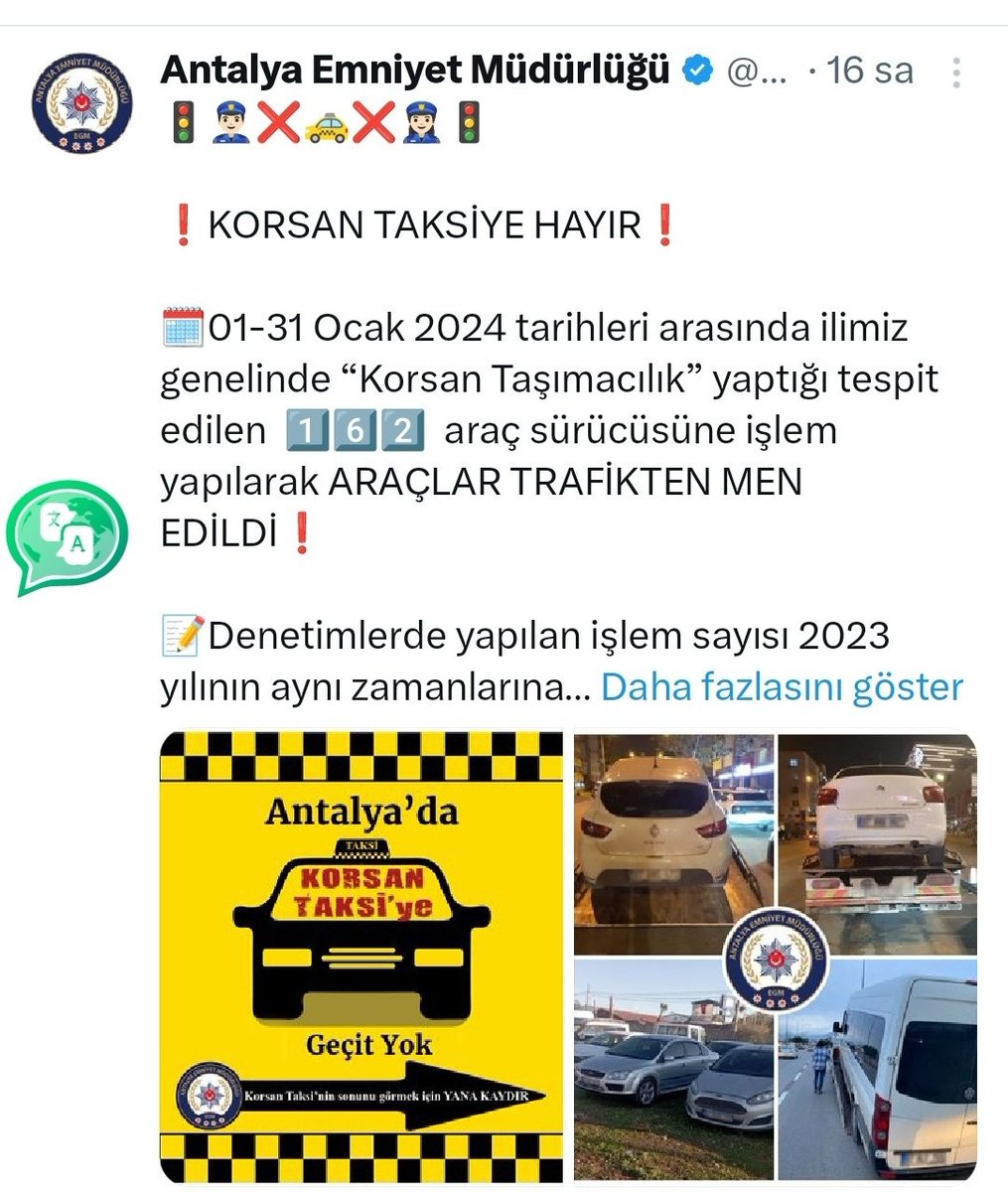 Korsan Taksiye HAYIR 🚨🚔

Bursa genelinde de denetimlerin artarak yapılmasını bekliyoruz. 
<a href="/BursaValiligi/">T.C. Bursa Valiliği</a> <a href="/AkinZaimoglu/">Dr. Sabit Akın ZAİMOĞLU</a> <a href="/bursailmem16/">Bursa İl Millî Eğitim Müdürlüğü</a>