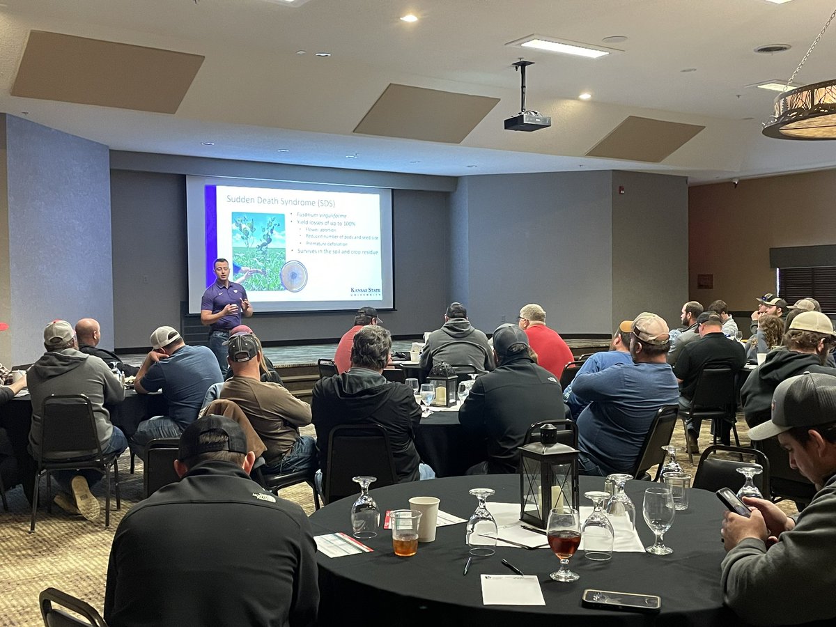What a great turnout at our pre-planting meeting in St. Joseph, MO. @MandyBish1 and I teamed up to discuss lessons learned from the 2023 season and how to maximize yield under high levels of disease as we gear up for the 2024 season. @MUExtension @KStateRE
