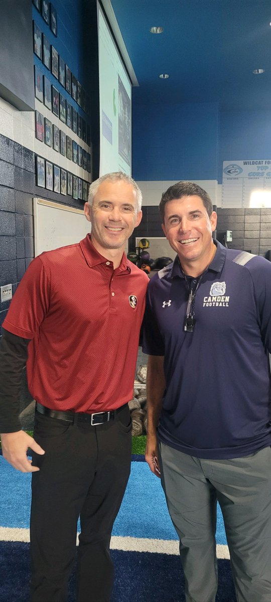 Great seeing you again @Coach_Norvell . Thanks for stopping by Camden today. @JeffHerron19 @FSUFootball