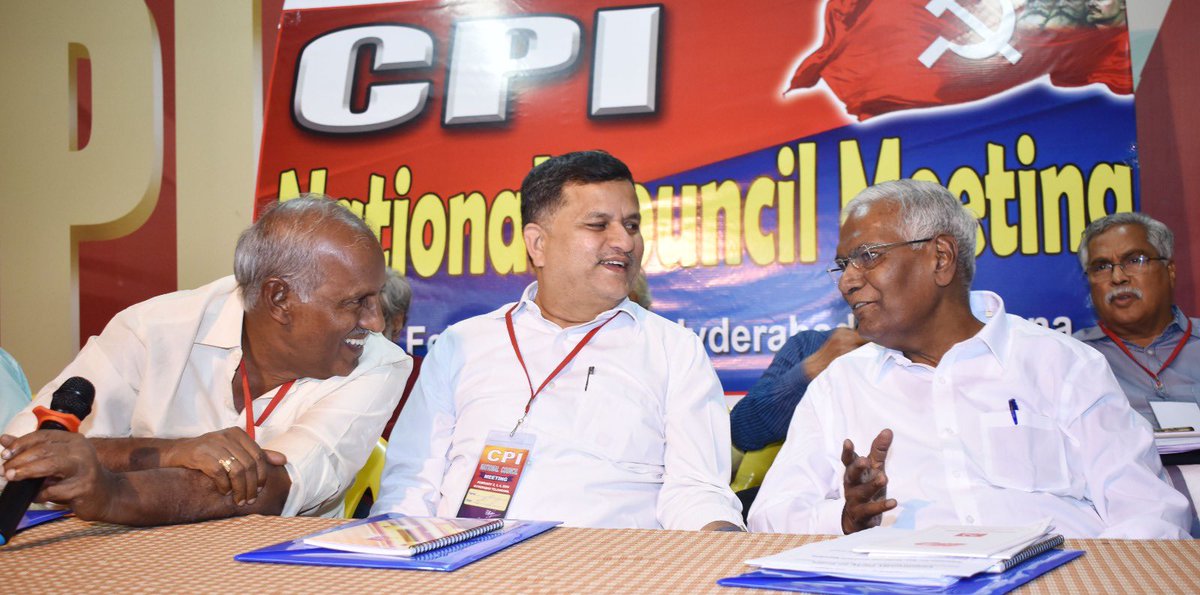 ComradeDRaja's tweet photo. The National Council meeting of the Communist Party of India began today in Hyderabad.

National Council will deliberate on various issues of national and international importance and will decide on the CPI’s strategy before the crucial general elections in 2024.
@CPI_National https://t.co/lqMK9qeGFu